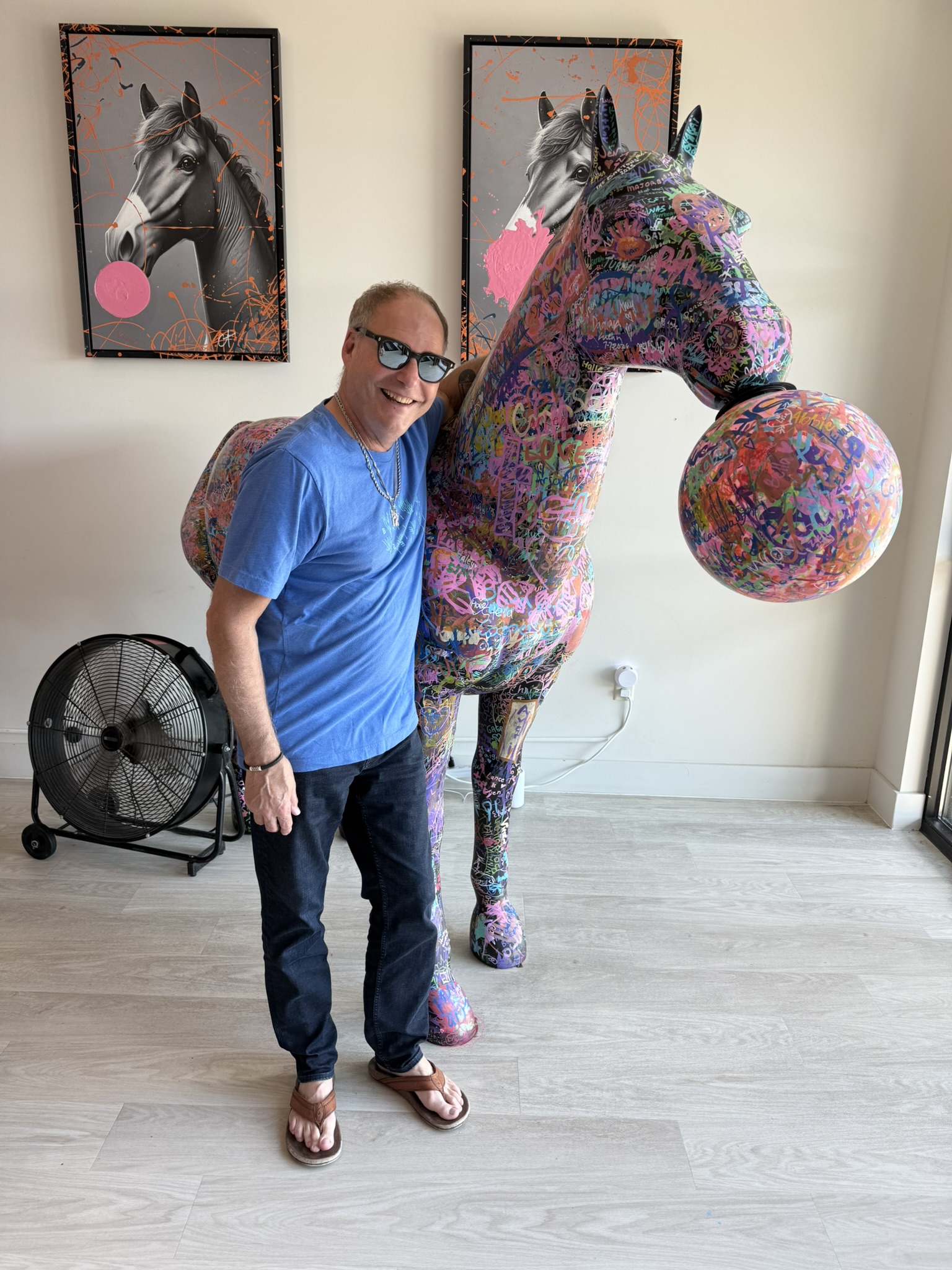 Doug horsing around with the graffiti horse